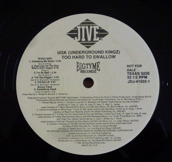 UGK : Too Hard To Swallow (LP, Promo)