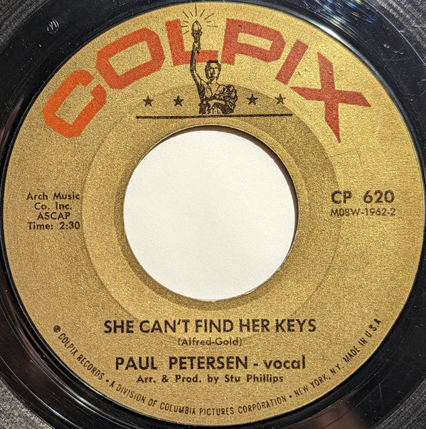 Paul Petersen & Shelley Fabares : She Can't Find Her Keys / Very Unlikely (7", Single, Mono, Styrene)