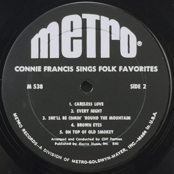 Connie Francis : Sings Folk Favorites (LP, Album, Mono)