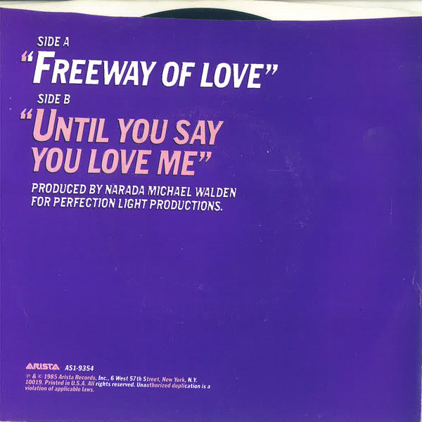 Aretha Franklin : Freeway Of Love (7", Single, Styrene, 4:0)