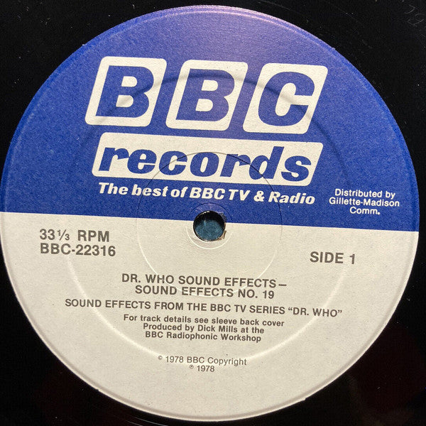 BBC Radiophonic Workshop : Doctor Who Sound Effects No. 19 (LP, Mono)