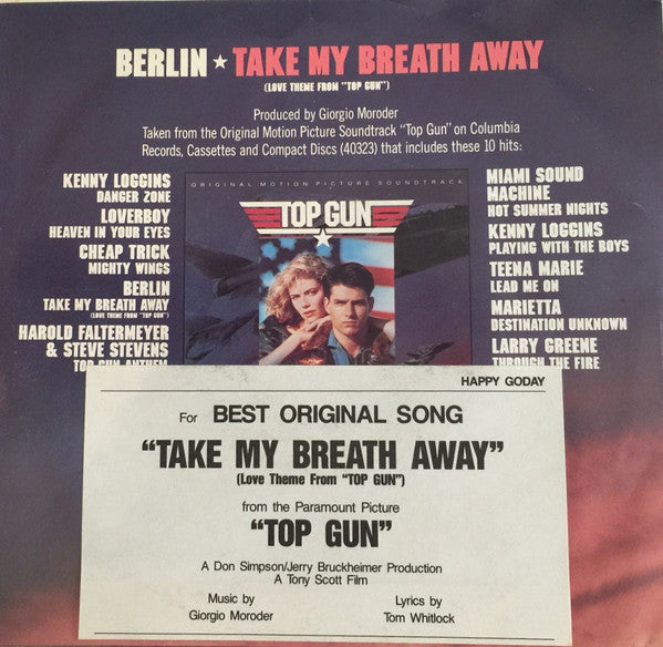Berlin : Take My Breath Away (Love Theme From "Top Gun")  (7", Single, Styrene, Car)
