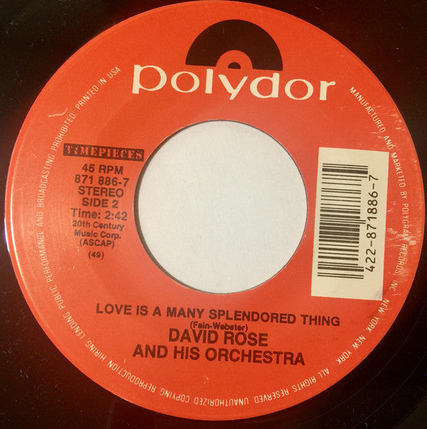 David Rose And His Orchestra* : The Stripper / Love Is A Many Splendored Thing (7", Single, RE, Spe)