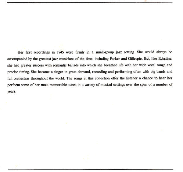 Sarah Vaughan : Sarah Vaughan (CD, Comp, Mono)