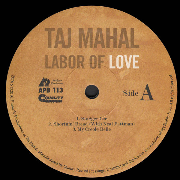 Taj Mahal : Labor of Love (2xLP, Album, 200)