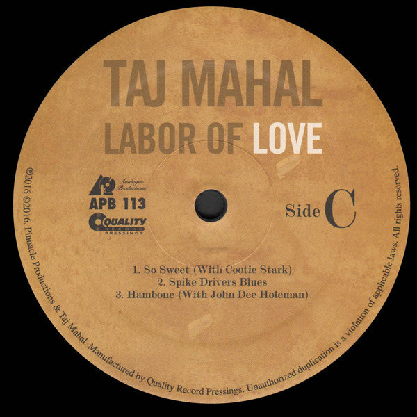 Taj Mahal : Labor of Love (2xLP, Album, 200)