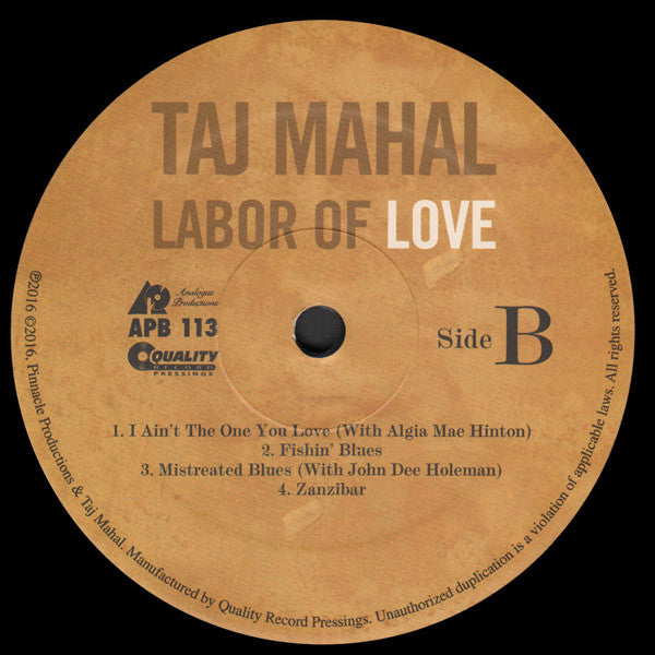 Taj Mahal : Labor of Love (2xLP, Album, 200)
