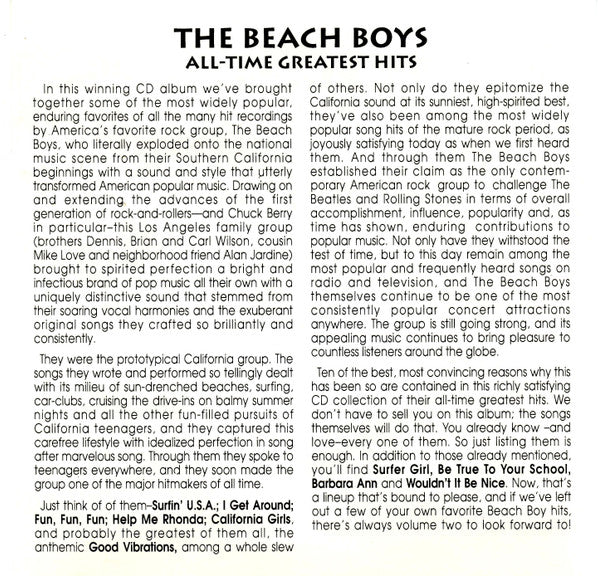 The Beach Boys : All-Time Greatest Hits (CD, Comp, RE)