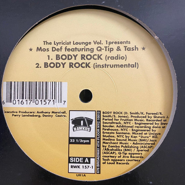 Mos Def Featuring Q-Tip & Tash : The Lyricist Lounge Vol.1 Presents: Body Rock (12", Single)