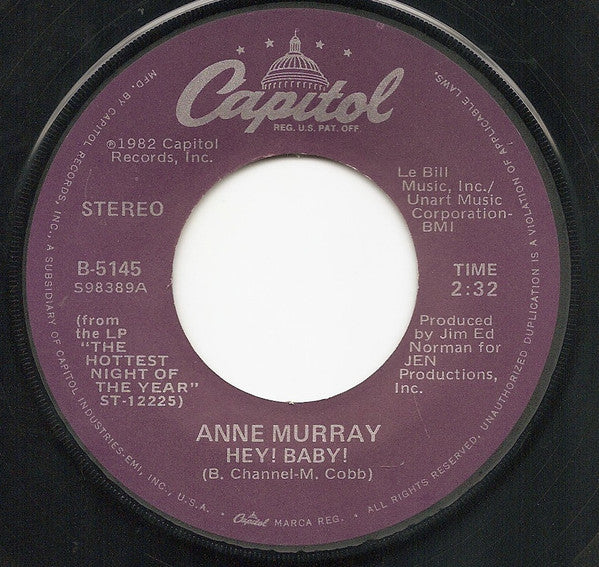Anne Murray : Hey! Baby! (7", Single, Jac)
