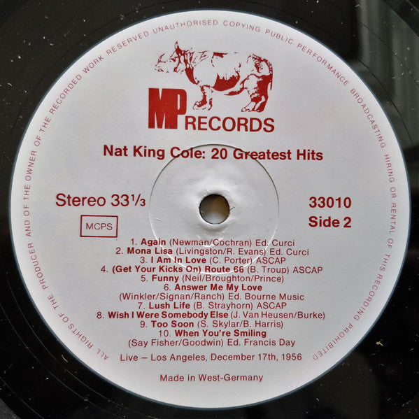 Nat King Cole : 20 Greatest Hits (LP, Album, Liv)