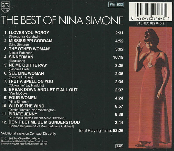 Nina Simone : The Best Of Nina Simone (CD, Comp, RE, RM)