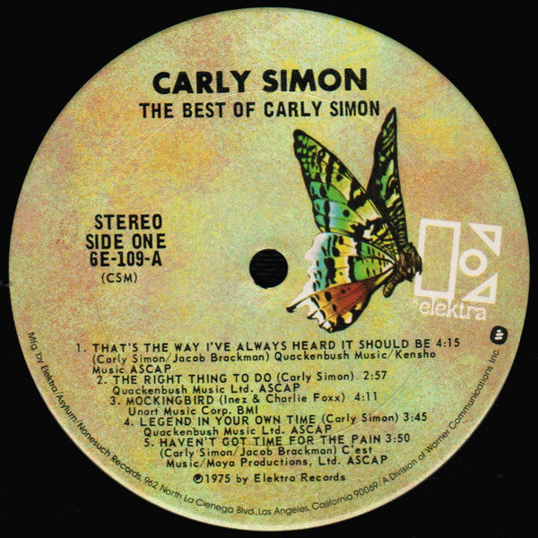 Carly Simon : The Best Of Carly Simon (LP, Comp, RE, RP, CSM)