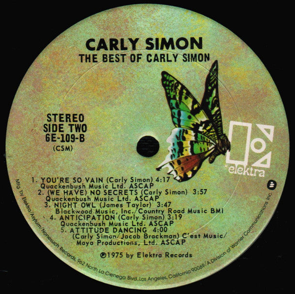 Carly Simon : The Best Of Carly Simon (LP, Comp, RE, RP, CSM)