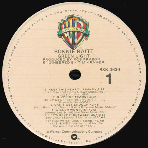 Bonnie Raitt : Green Light (LP, Album, Jac)