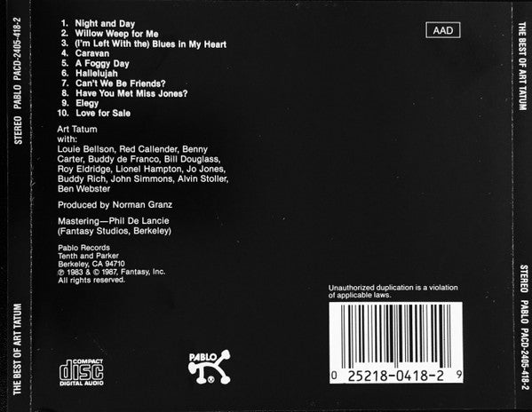 Art Tatum : The Best Of Art Tatum (CD, Comp, RP)
