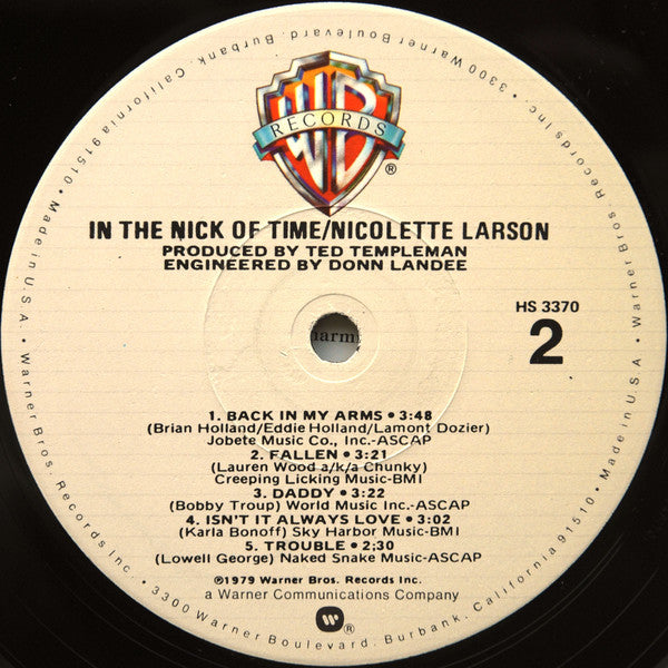 Nicolette Larson : In The Nick Of Time (LP, Album, Los)