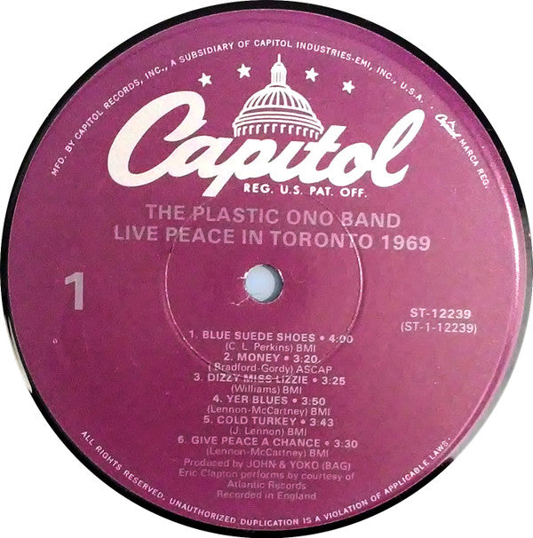 The Plastic Ono Band : Live Peace In Toronto 1969 (LP, Album, RE, Jac)