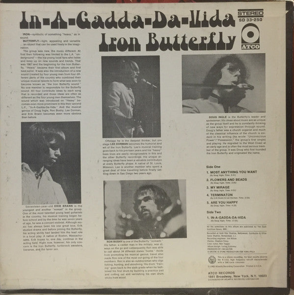 Iron Butterfly : In-A-Gadda-Da-Vida (LP, Album, RP, CP )