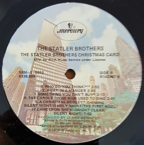 The Statler Brothers : The Statler Brothers Christmas Card (LP, Album, Club, RCA)