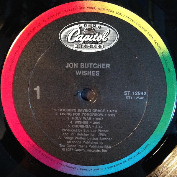 Jon Butcher : Wishes (LP, Album, Club, CRC)