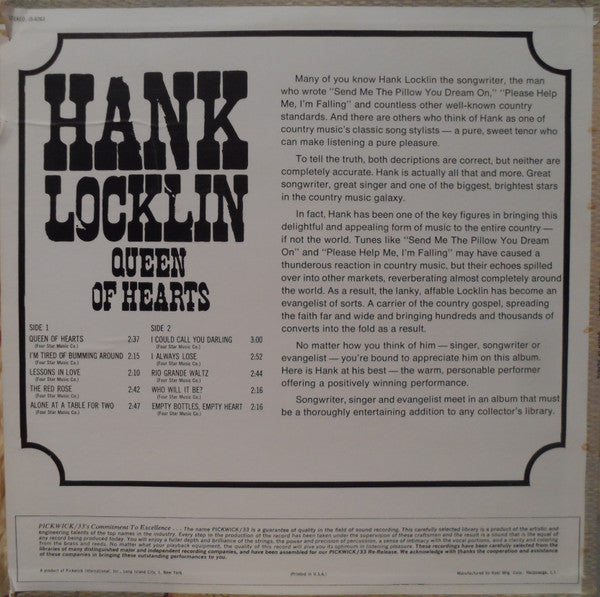 Hank Locklin : Queen Of Hearts (LP, Album)