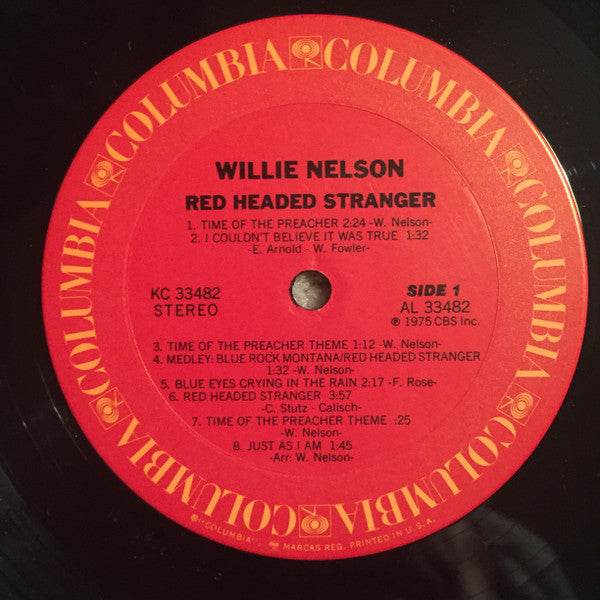 Willie Nelson : Red Headed Stranger (LP, Album, RP)