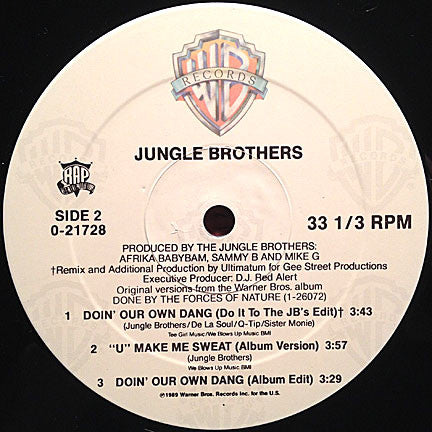 Jungle Brothers : Doin' Our Own Dang (12", Maxi)