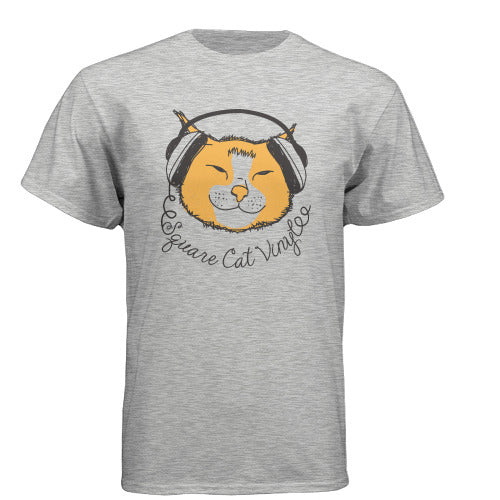 Headphone Cat T-Shirt Light Grey