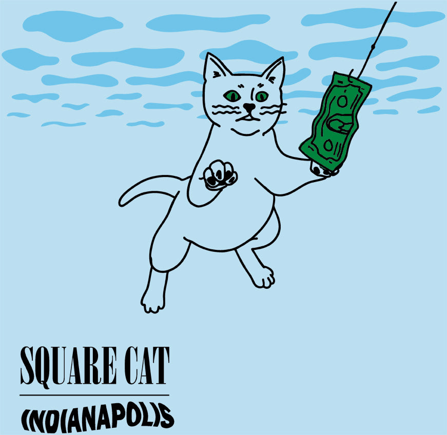 Blue Nevermind Square Cat Shirt