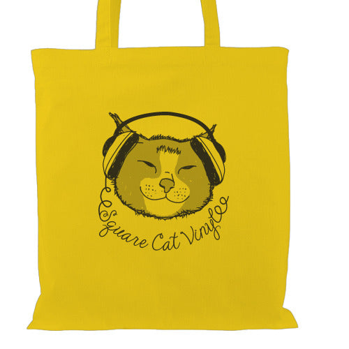 Yellow Headphone Cat Logo Tote