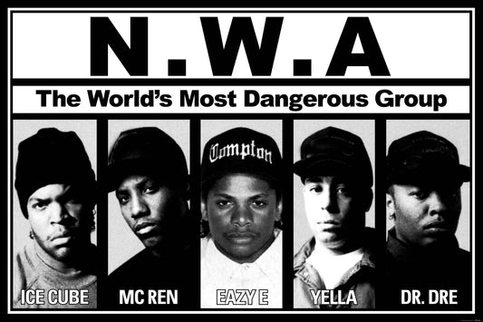 N.W.A. The World's Most Dangerous Group Black & White Poster 24" x 36"