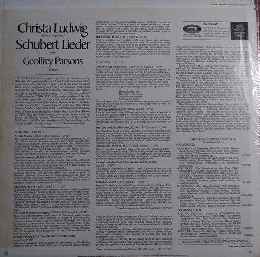 Christa Ludwig, Geoffrey Parsons (2) : Schubert Lieder (LP)