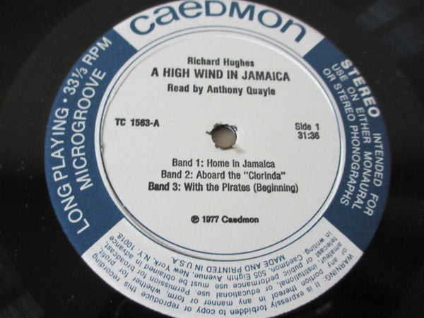 Anthony Quayle : A High Wind In Jamaica (Abridged) (LP, Album)