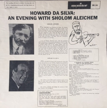 Howard Da Silva : An Evening With Sholom Aleichem (LP)