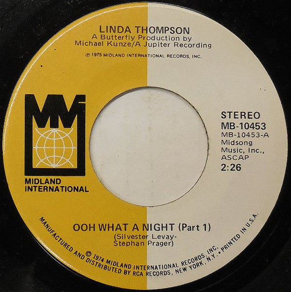 Linda Thompson* : Ooh What A Night (7", Single, Ind)