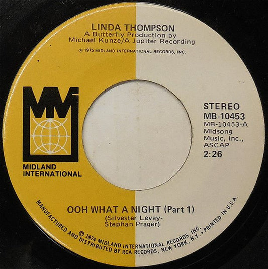 Linda Thompson* : Ooh What A Night (7", Single, Ind)