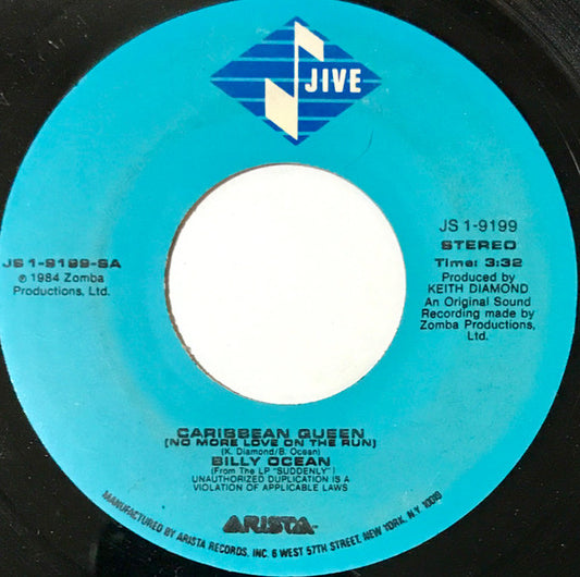Billy Ocean : Caribbean Queen (No More Love On The Run) (7", Single)