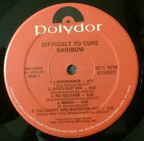 Rainbow - Difficult To Cure (VG+)