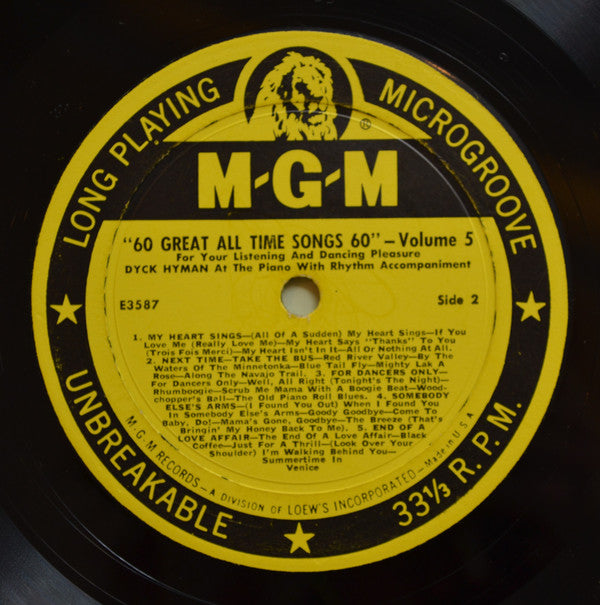 Dick Hyman : 60 Great All Time Songs For Your Listening And Dancing Pleasure Vol.5 (LP, Album, Mono)
