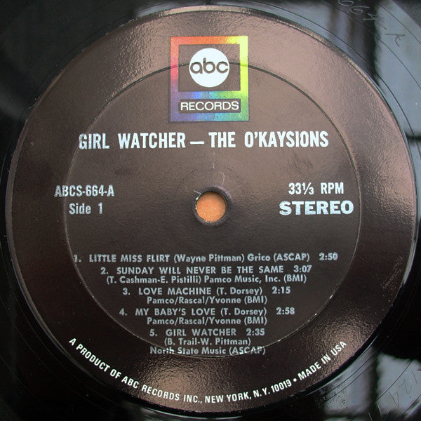 The O'Kaysions : Girl Watcher (LP, Album, Mon)