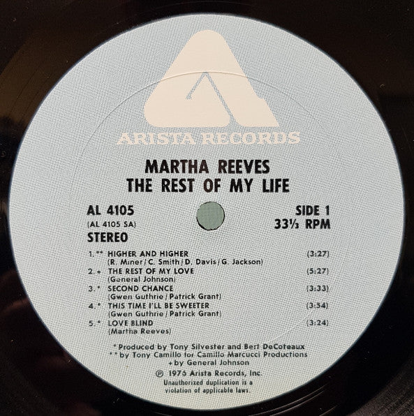 Martha Reeves : The Rest Of My Life (LP, Album)
