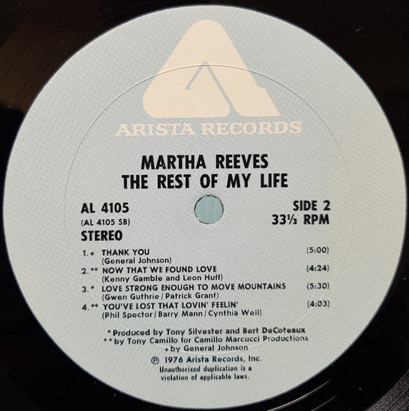 Martha Reeves : The Rest Of My Life (LP, Album)
