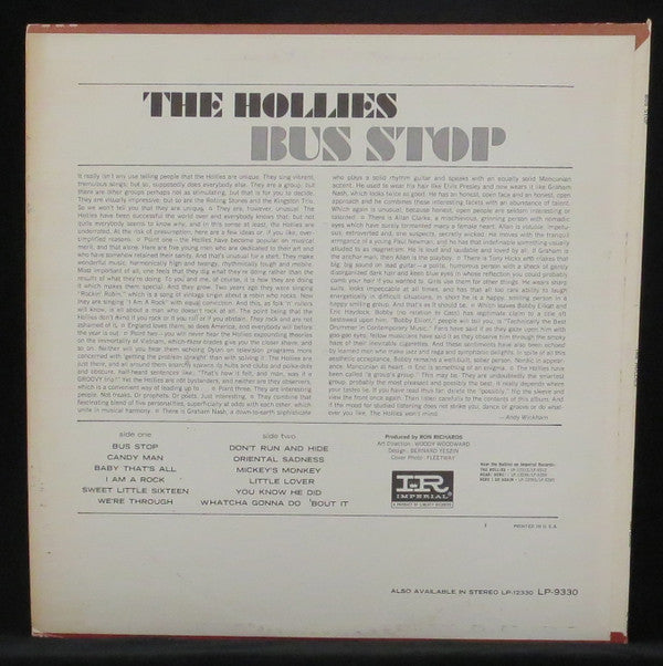 The Hollies : Bus Stop (LP, Album, Mono, RP, All)