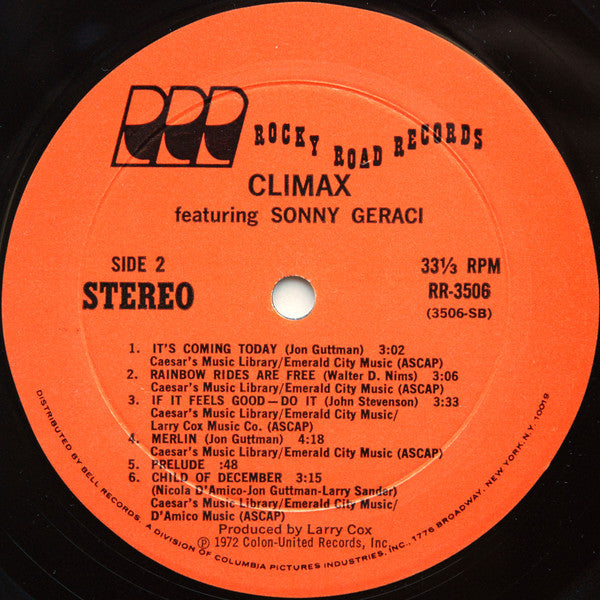 Climax (6) Featuring Sonny Geraci : Climax Featuring Sonny Geraci (LP, Album, Mon)