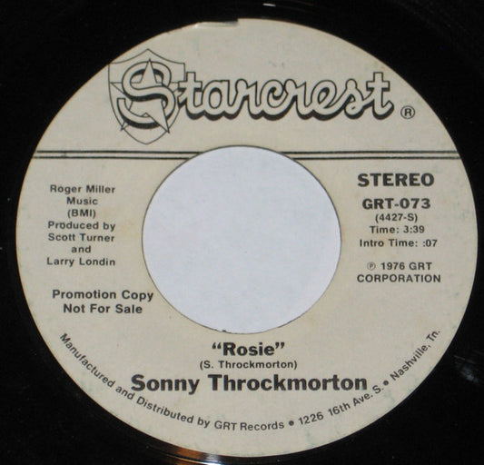 Sonny Throckmorton : Rosie (7", Single, Mono, Promo)