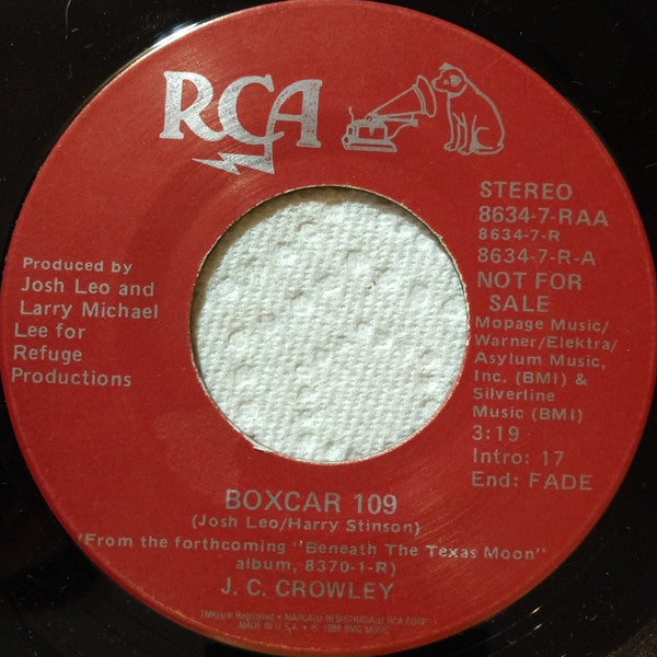 J.C. Crowley : Boxcar 109  (7", Promo)