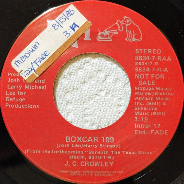 J.C. Crowley : Boxcar 109  (7", Promo)