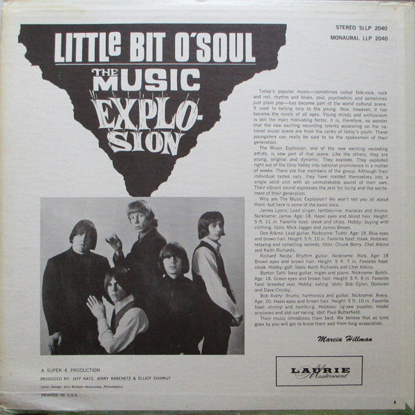 The Music Explosion : Little Bit O' Soul (LP, Album, CTH)