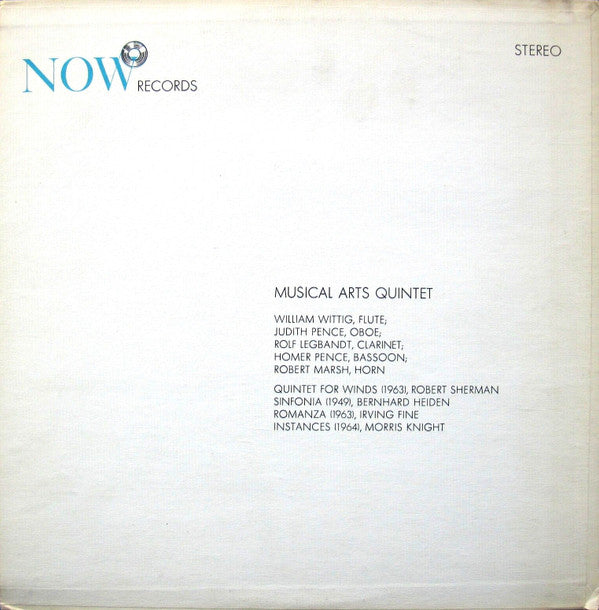 Musical Arts Quintet : Quintet For Winds (LP, Album)